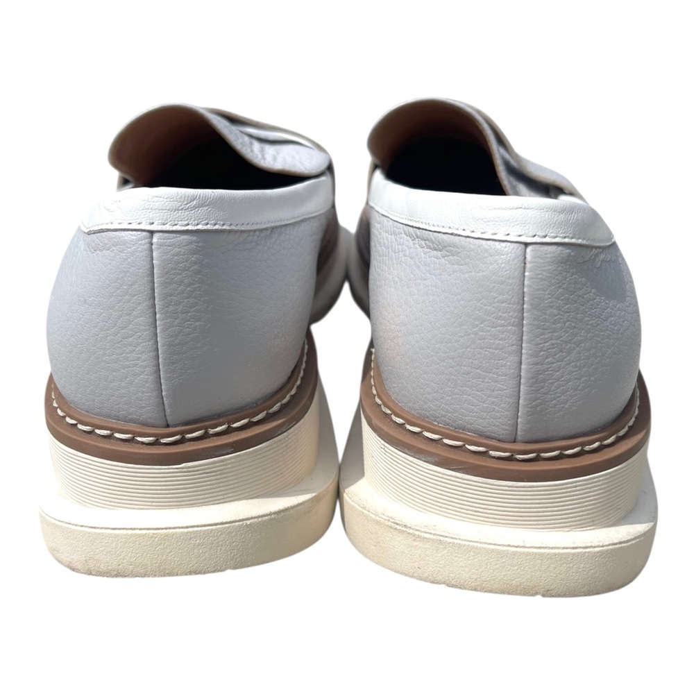 Linea Paolo Minka Gray White Chunky Thick Soles Preppy Leather Loafers Size 9 - Picture 4 of 14